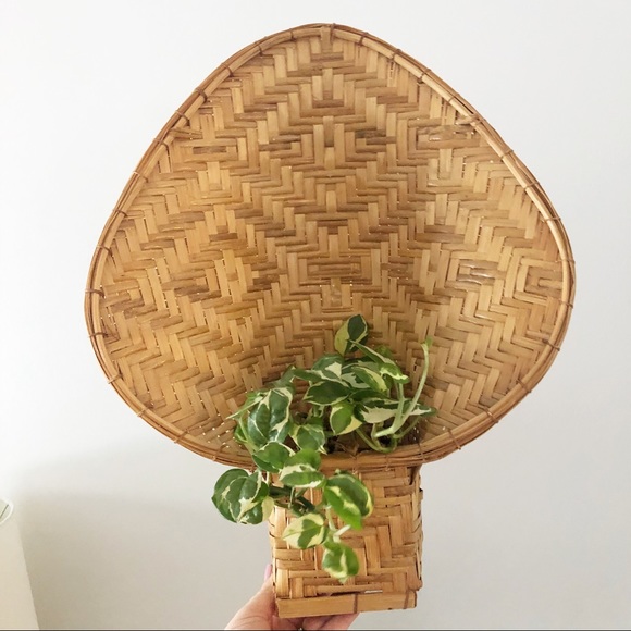 Vintage Wicker Peacock Wall Basket Plant Holder